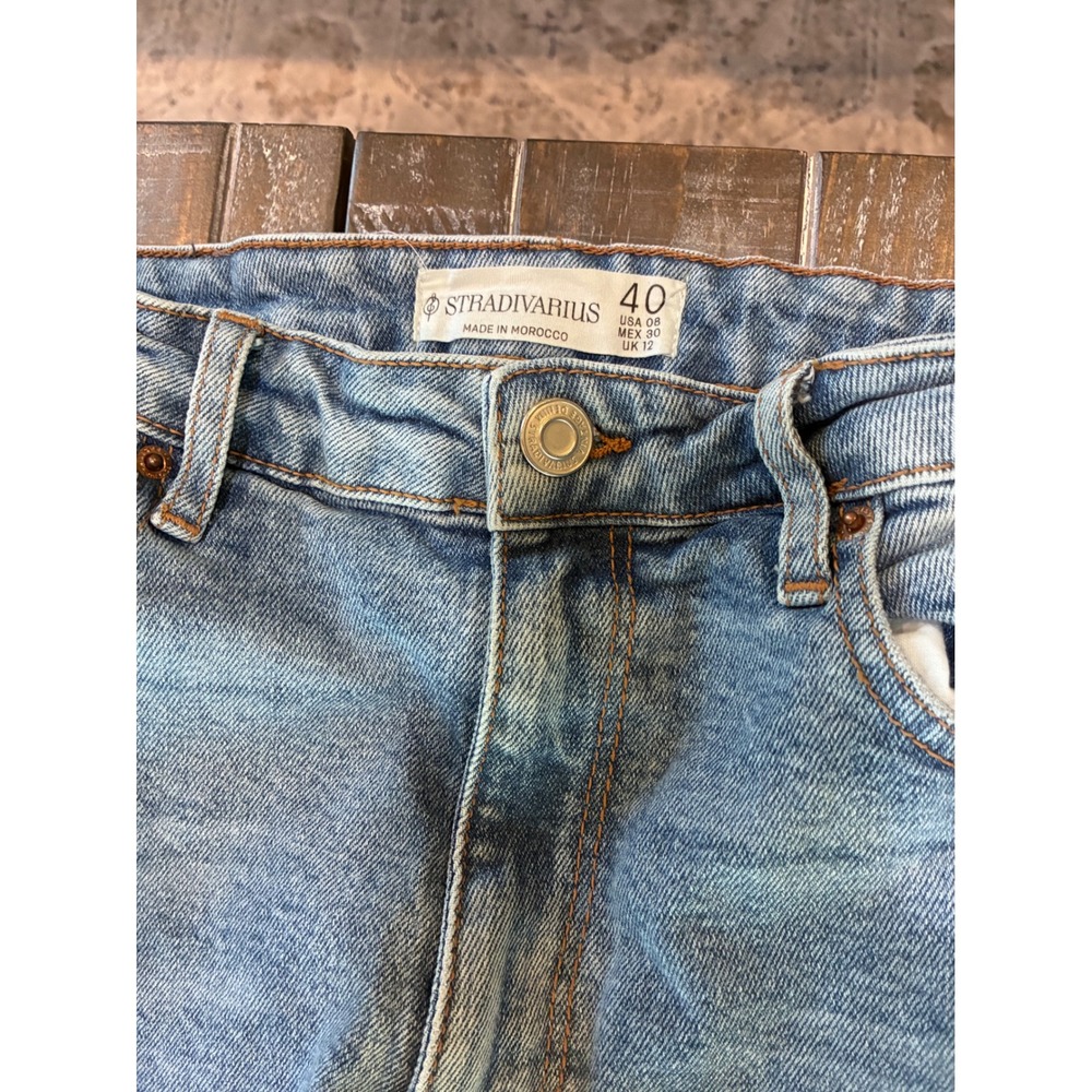 Stradivarius Womens High Waisted Straight Leg Blue Jeans Size US 8 EU 40